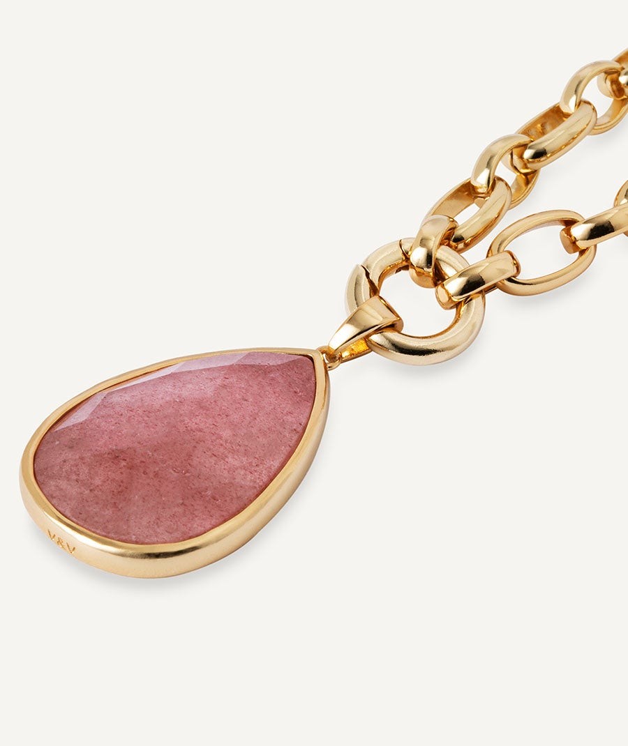 Pendant Sió with rose quartz