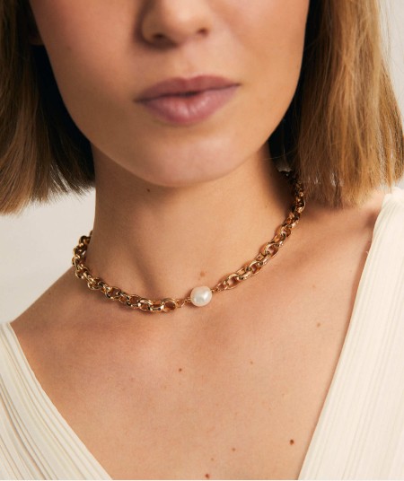 Necklace Marina chain cultured pearl