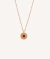 Pendant  18 kt gold plated relief with plum enamel