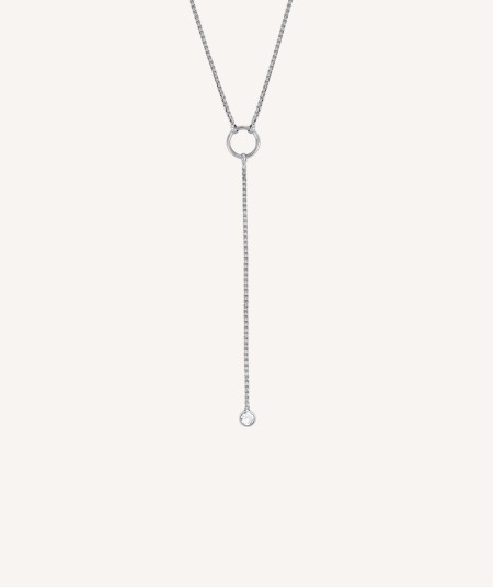 Necklace Helena  silver 925 hoop zirconia pendant chain