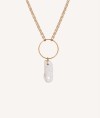 Macarena Necklace 18 Kt Gold Plated hoop with irregular pearl