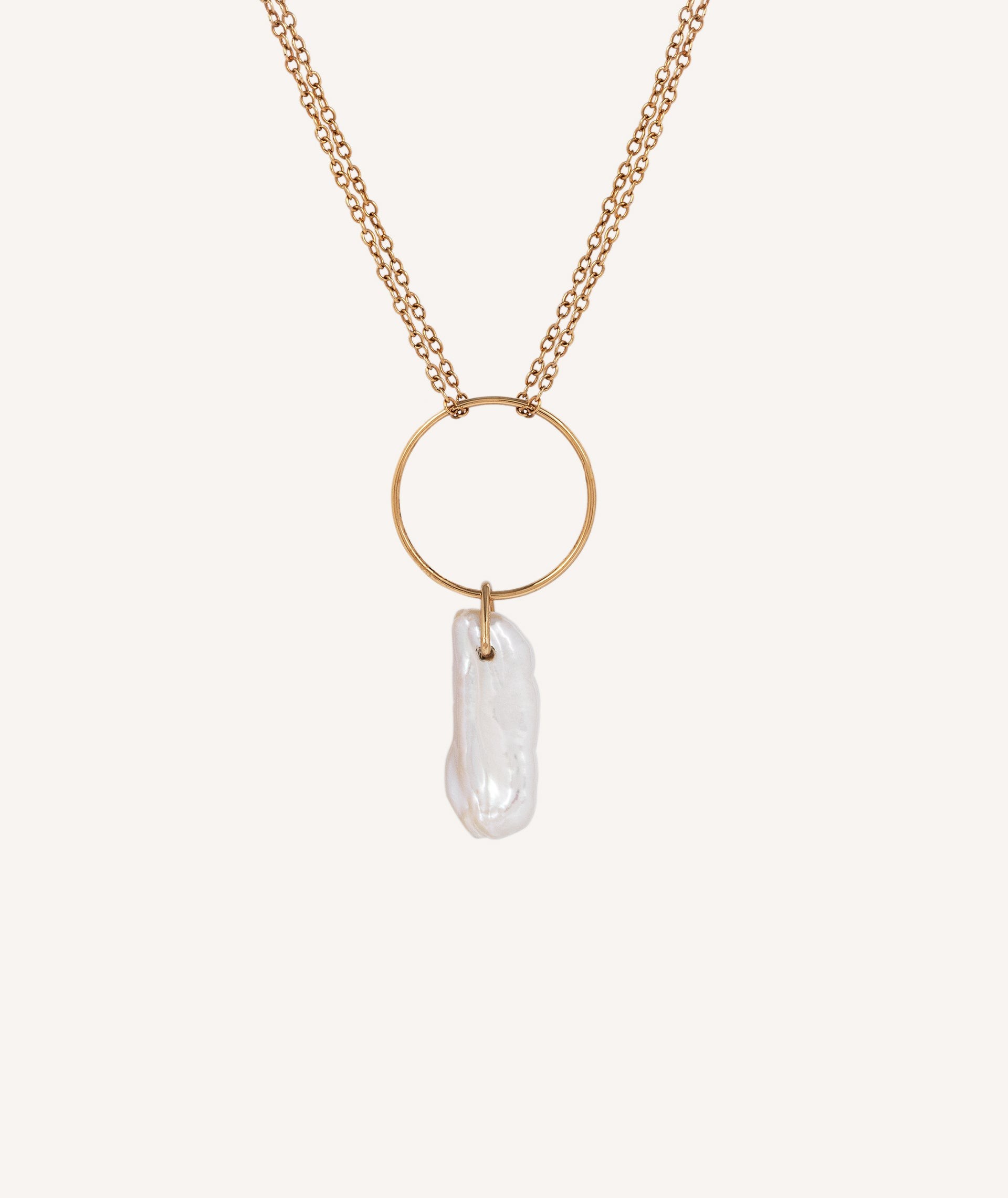 Macarena Necklace 18 Kt Gold Plated hoop with irregular pearl