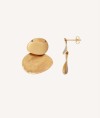 Macar Earrings 18 Kt Gold Plated scratched  and shiny textures