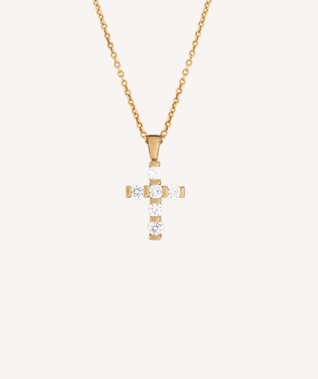 Pendant Charlene 925 silver 18kt gold plated cross cubic zirconias