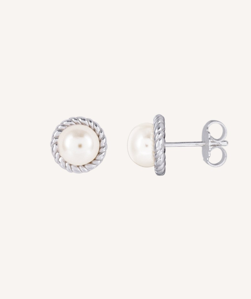 Earrings  silver 925 with zirconias and cultured pearl