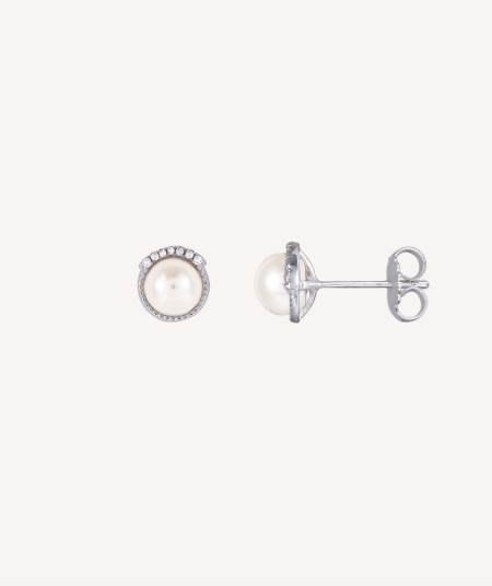 Earrings  silver 925 with zirconias and cultured pearl