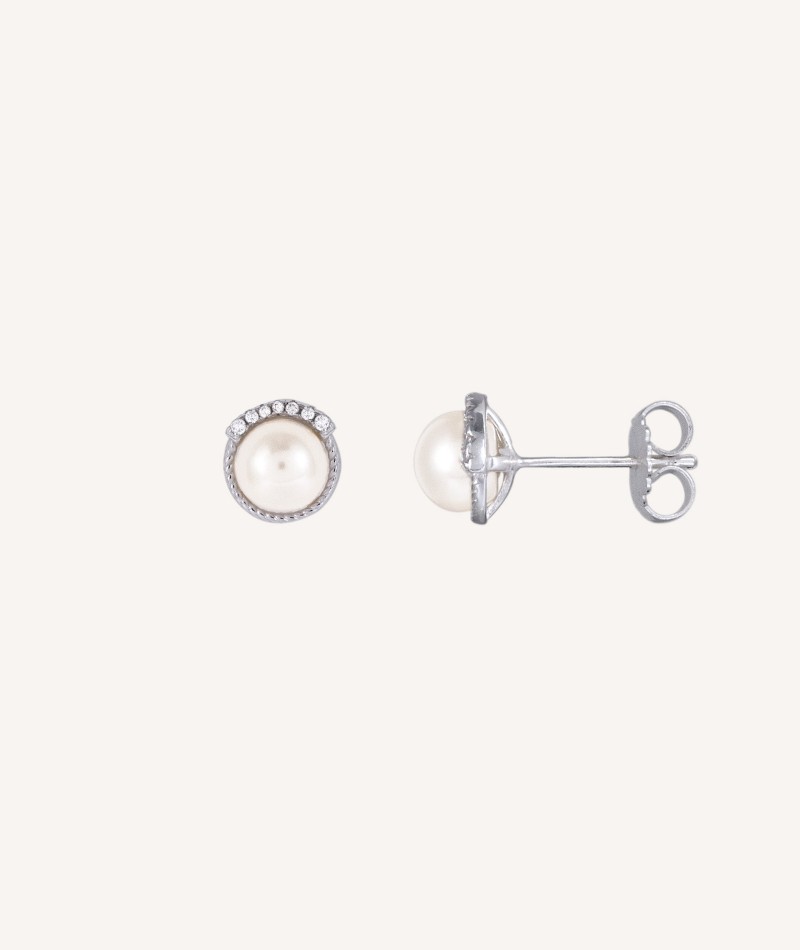 Earrings  silver 925 with zirconias and cultured pearl