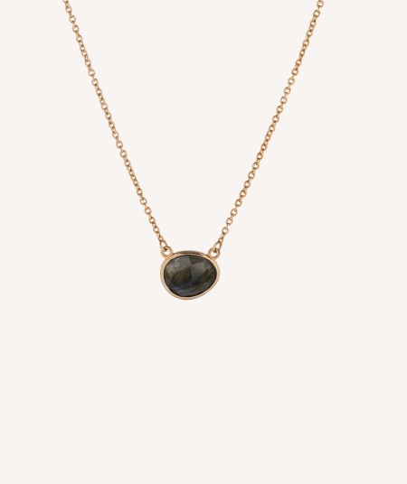 Necklace Tanit 18 Kt Gold Plated natural stone labradorite