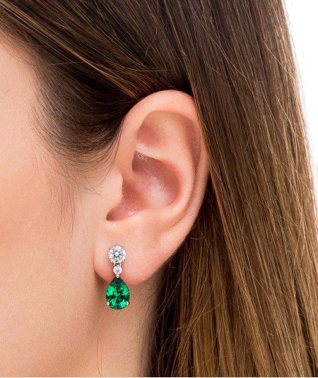 Earrings Zirconias Emerald