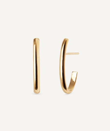 Gold oval half-hoop earrings