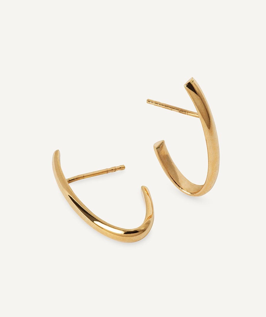 Gold oval half-hoop earrings