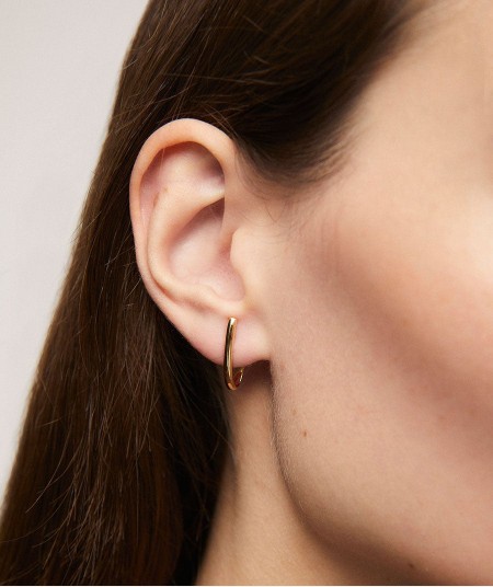 Gold oval half-hoop earrings