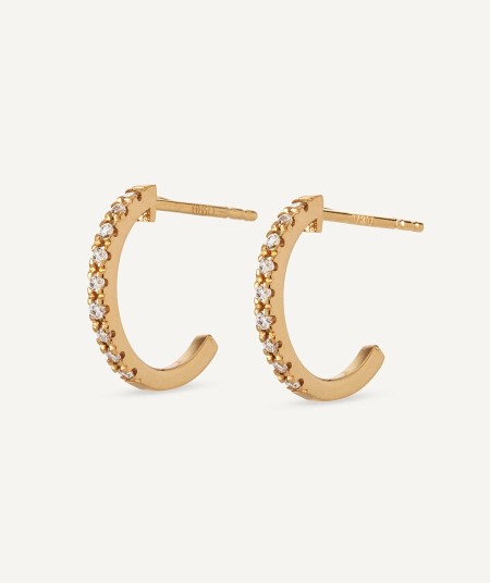 Diamond and gold semi-hoop earrings