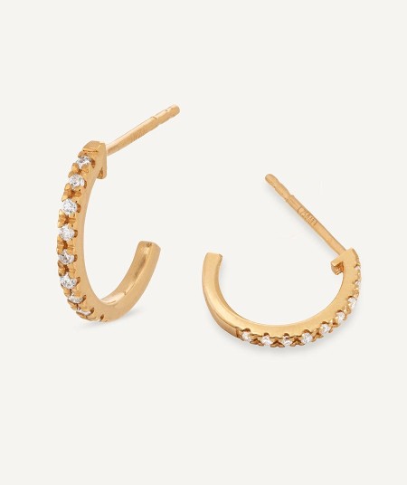 Diamond and gold semi-hoop earrings