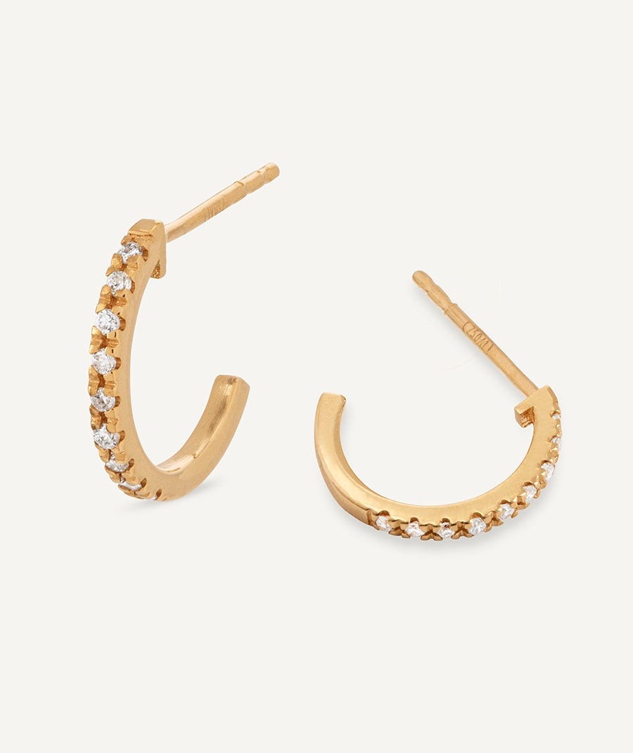 Diamond and gold semi-hoop earrings