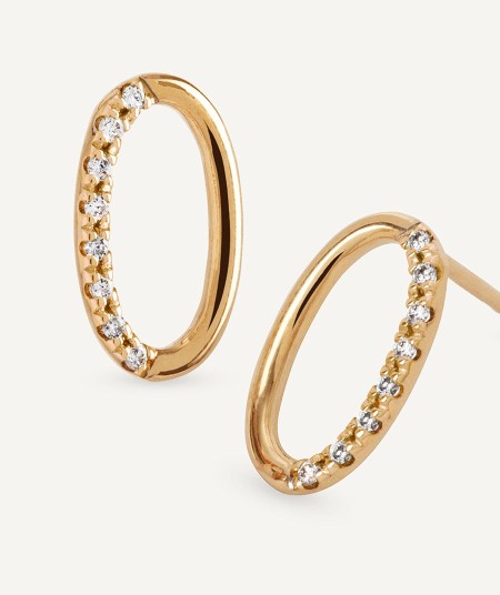 Diamond and gold oval earrings