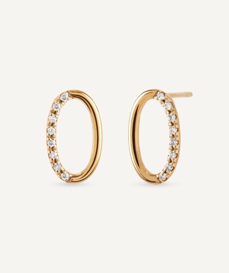 Diamond and gold oval earrings