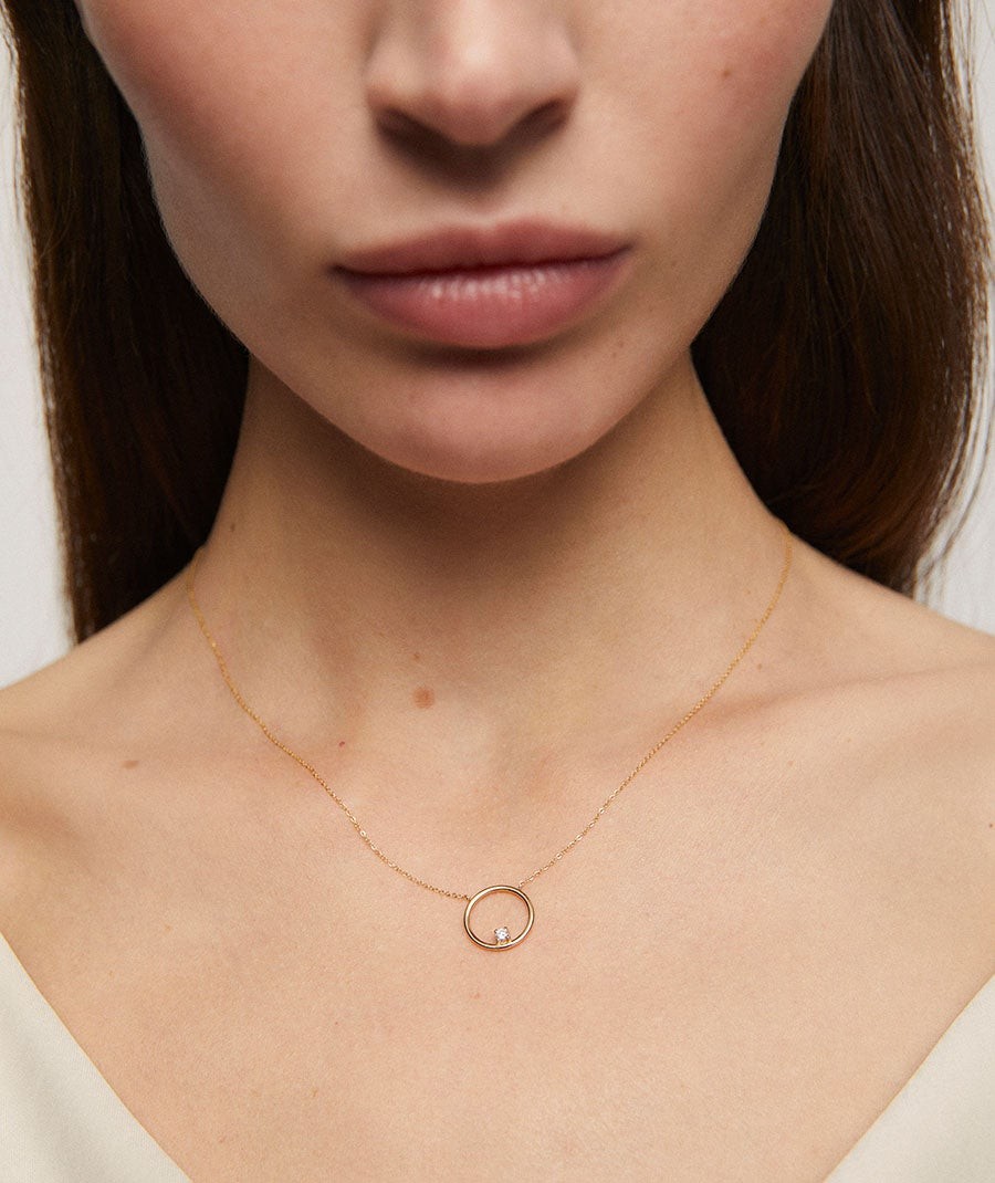 Gold diamond circle necklace