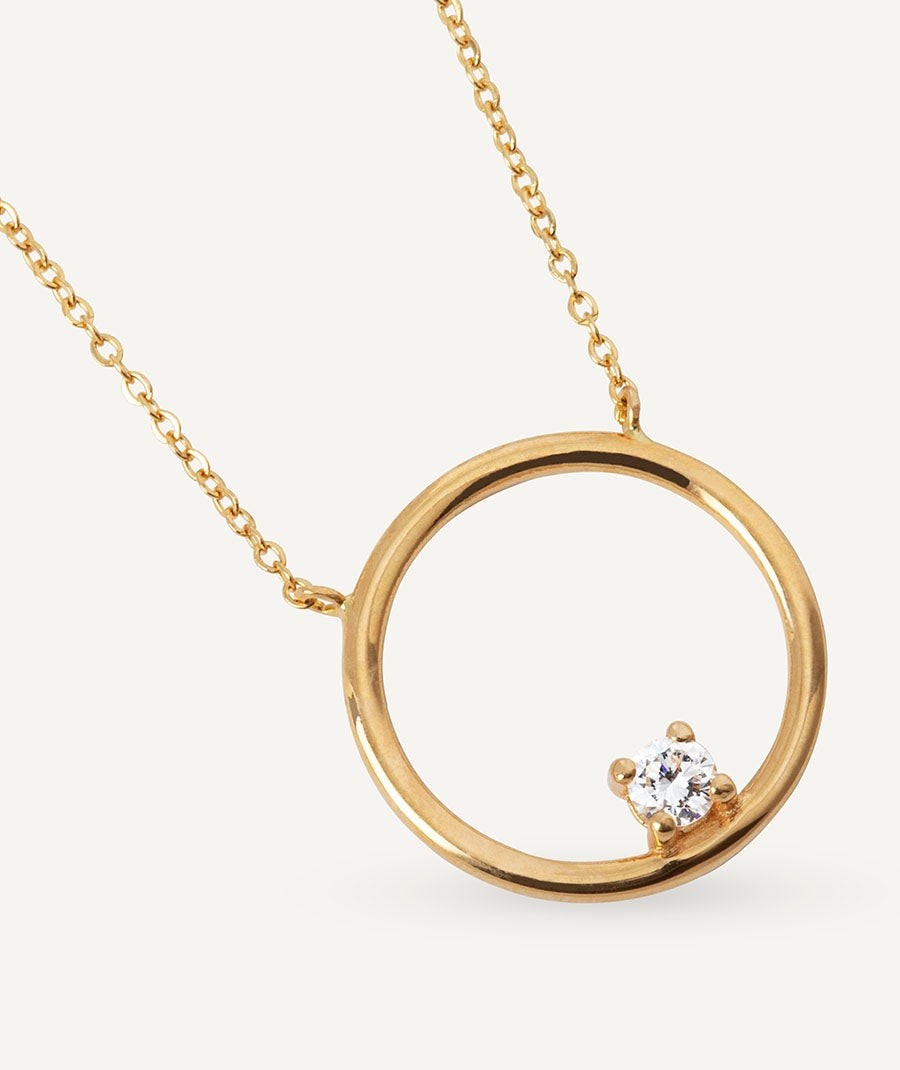 Gold diamond circle necklace