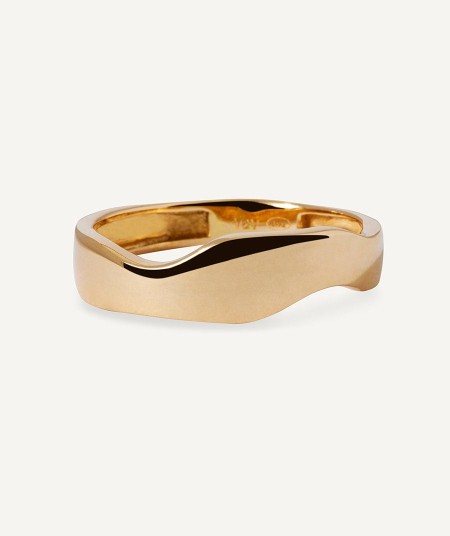 Gold smooth wavy ring