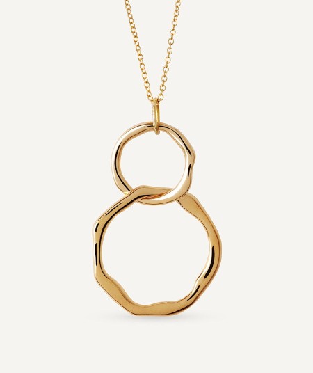 Gold circle duo necklace