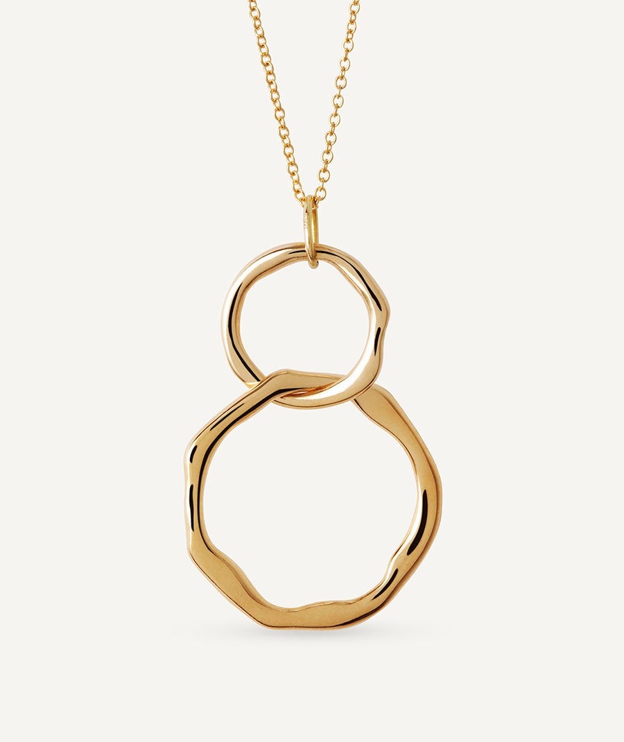 Gold circle duo necklace