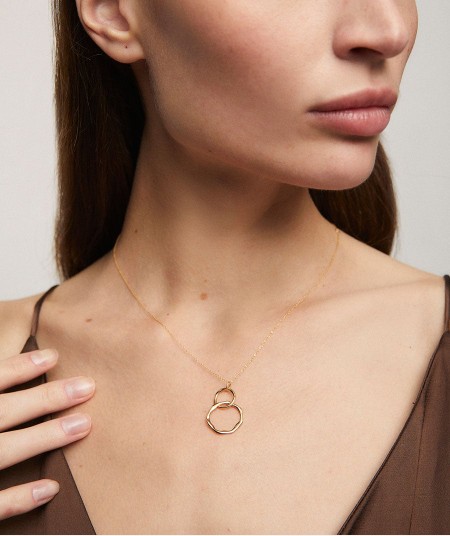 Gold circle duo necklace