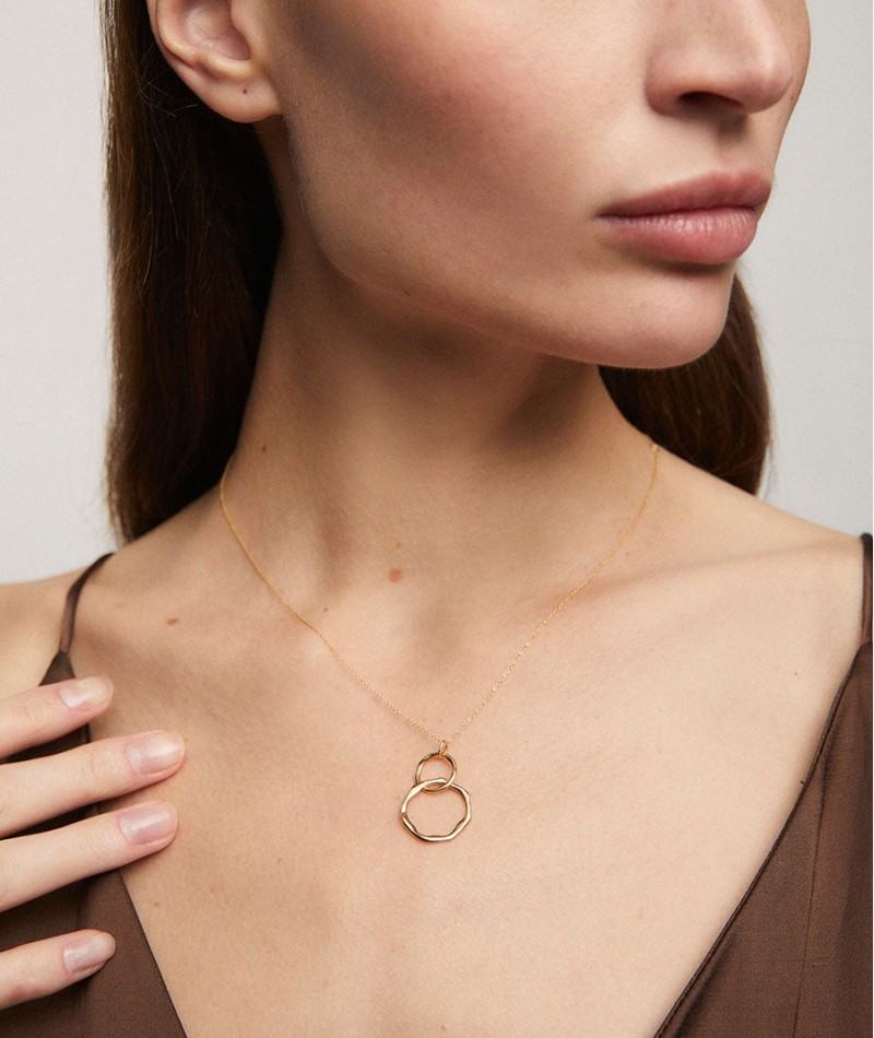 Gold circle duo necklace