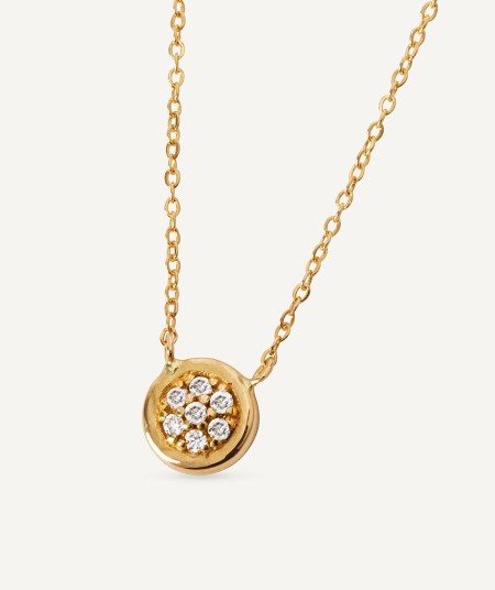 Diamond and gold circle mini necklace