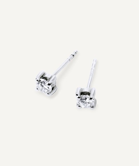 Pendientes de diamantes y oro blanco solitario