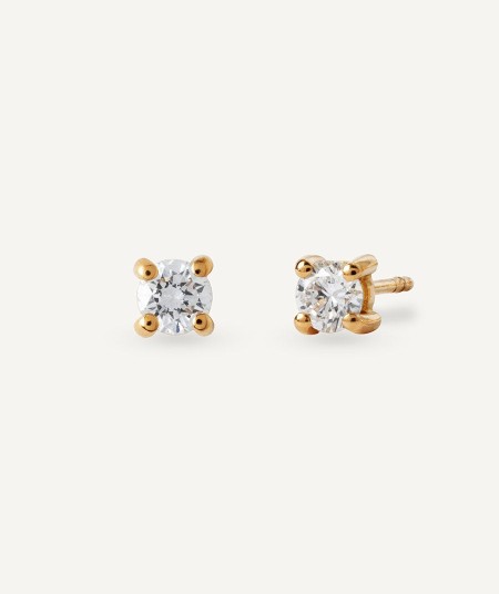 Diamond and gold solitaire earrings