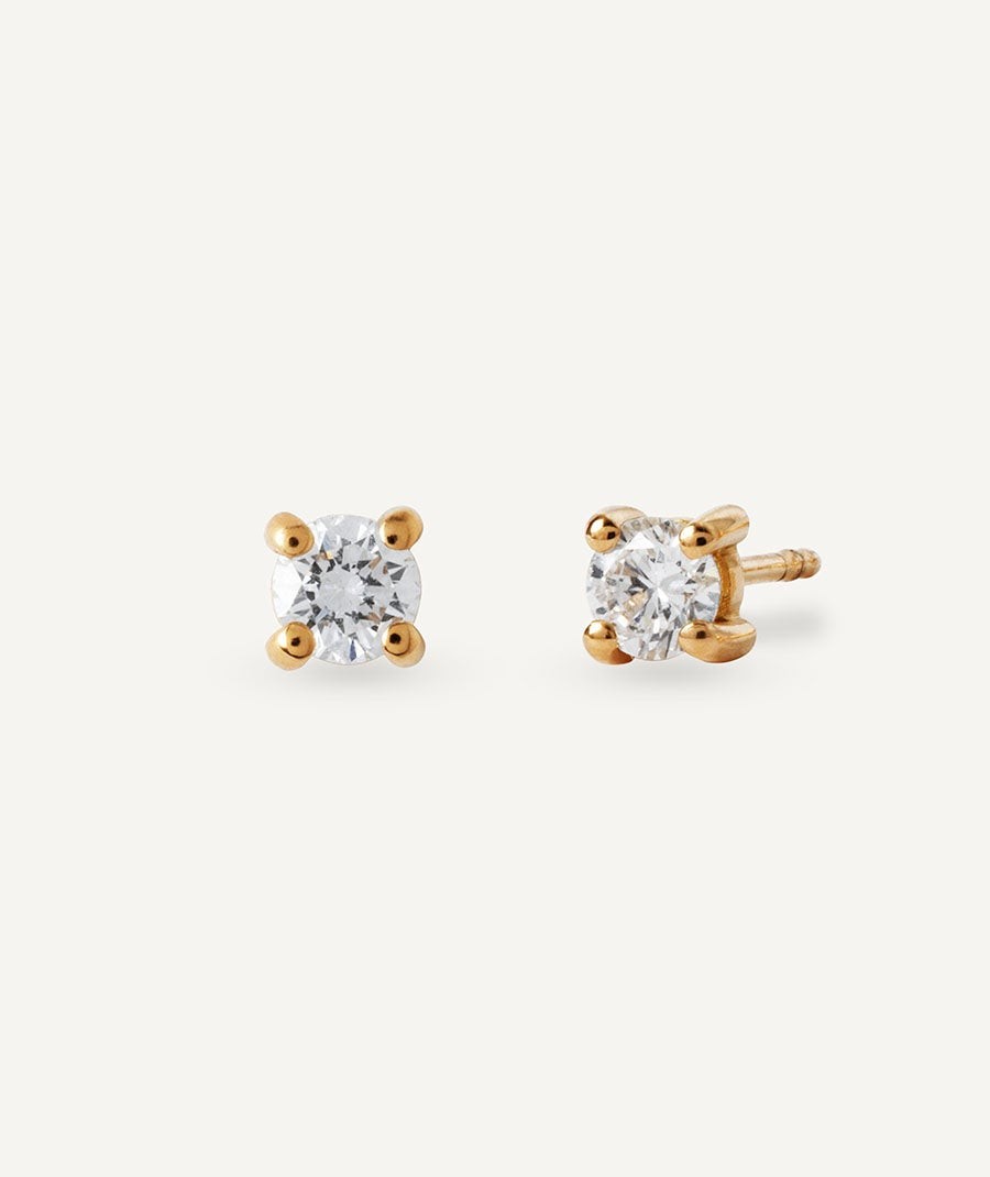 Pendientes de diamantes y oro solitario