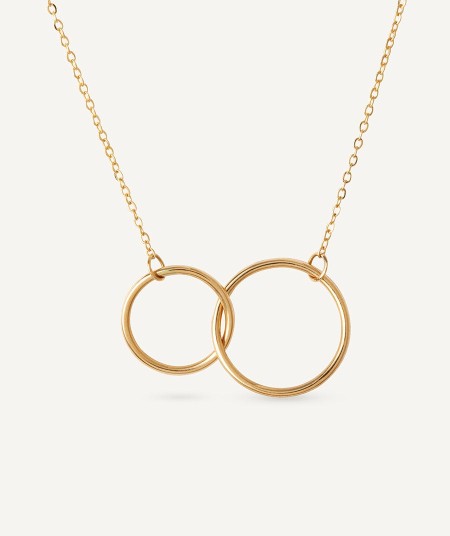 Interlocked duo circle gold necklace