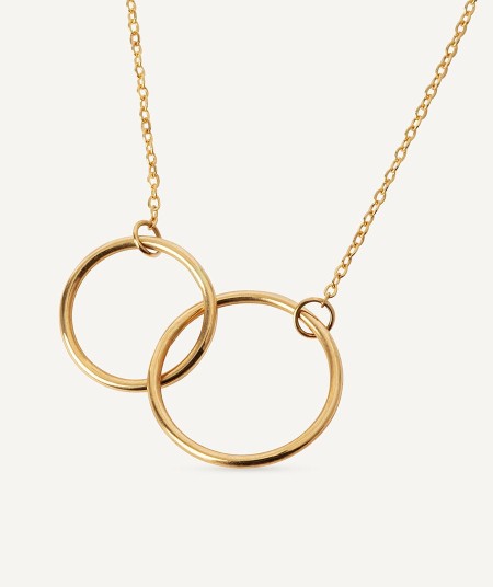 Interlocked duo circle gold necklace