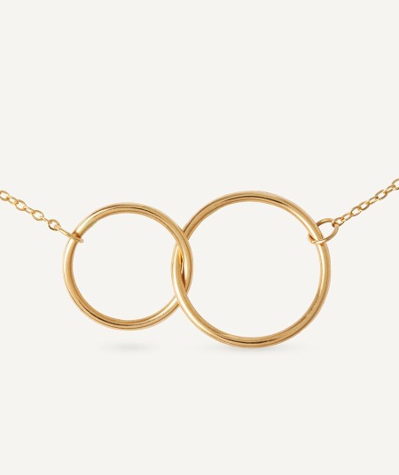 Interlocked duo circle gold necklace