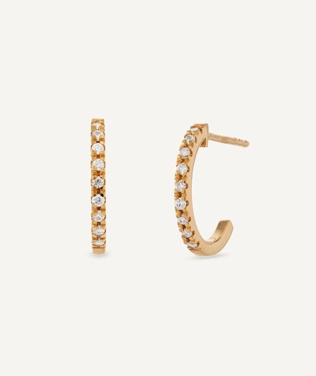 Diamond and gold semi-hoop earrings