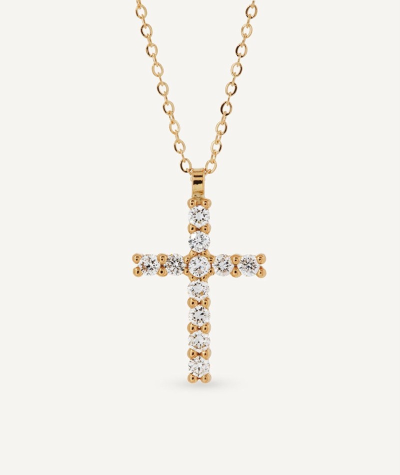 Diamond and gold cross necklace