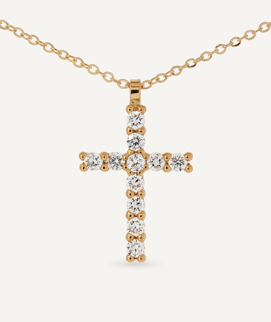 Diamond and gold cross necklace