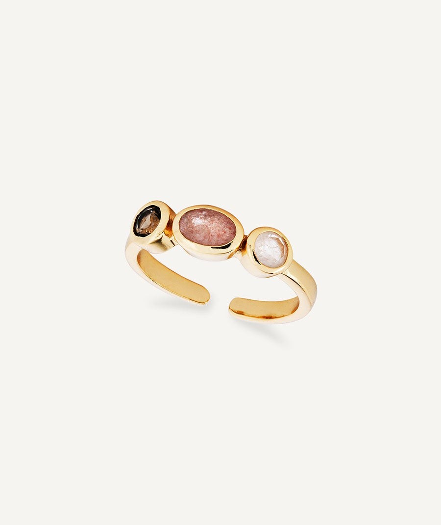 Ring Nahir collection Gaia 18 Kt Gold Plated natural stones