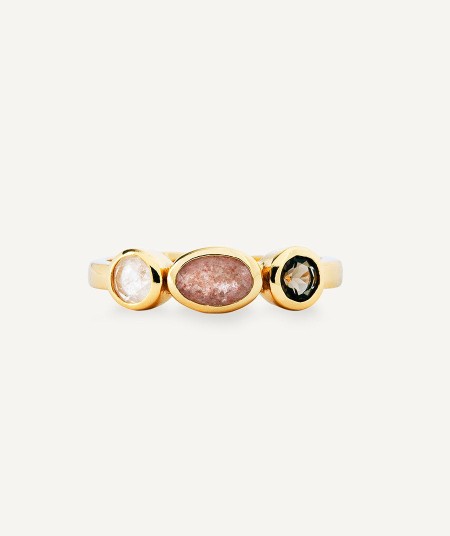 Anillo Nahir colección Gaia chapado Oro 18 Kt piedras naturales