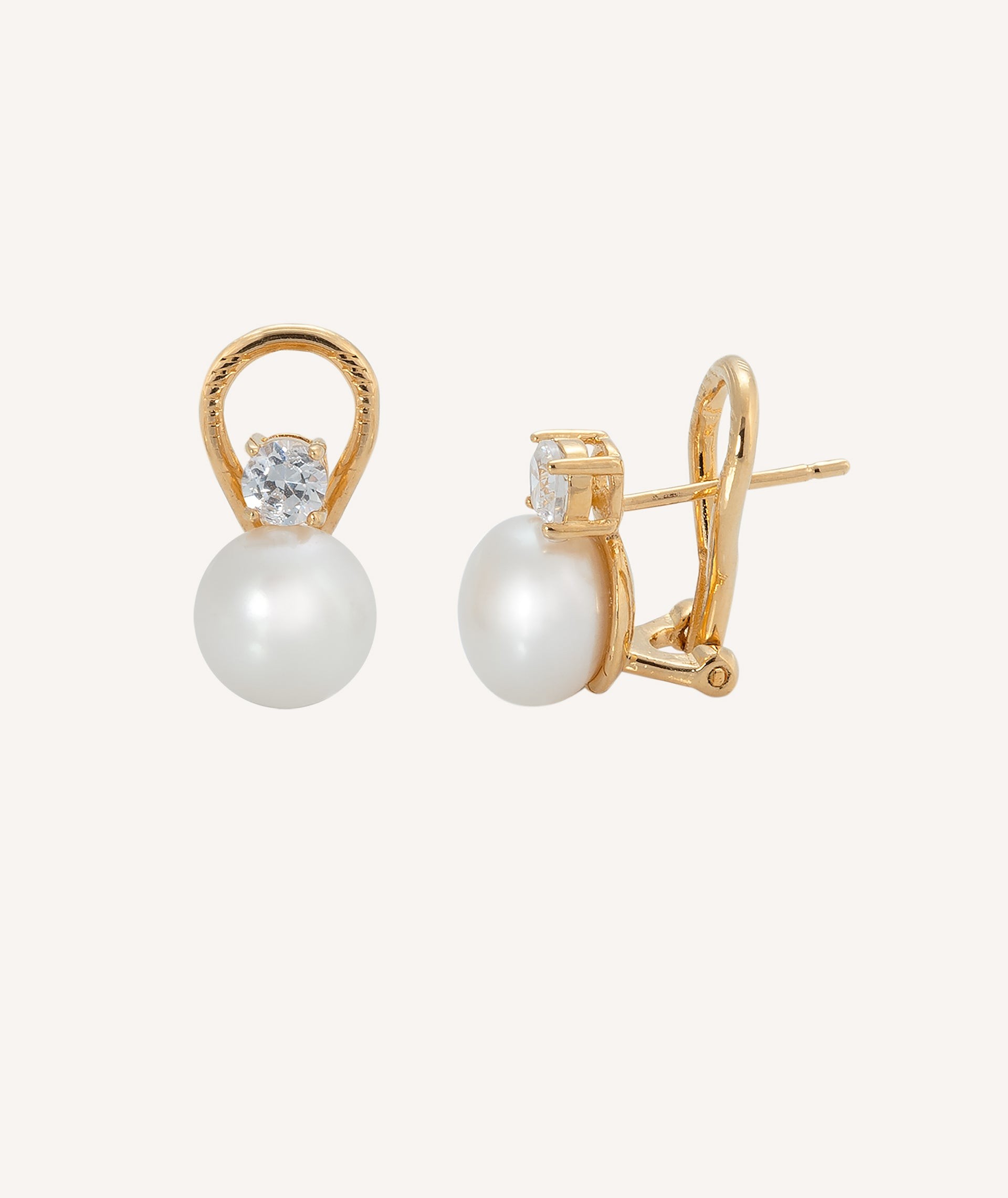 Gold Plated 9mm Pearl and 4mm Cubic Zirconia Long Midi Earrings