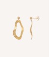 Turqueta  Long Earrings 18K Gold Plated irregular oval striped