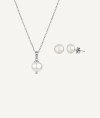 Set Silver Platinum Plated Necklace and earrings Pearls