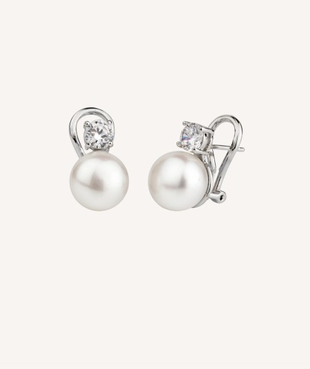 Pearl Rhodium Earrings M