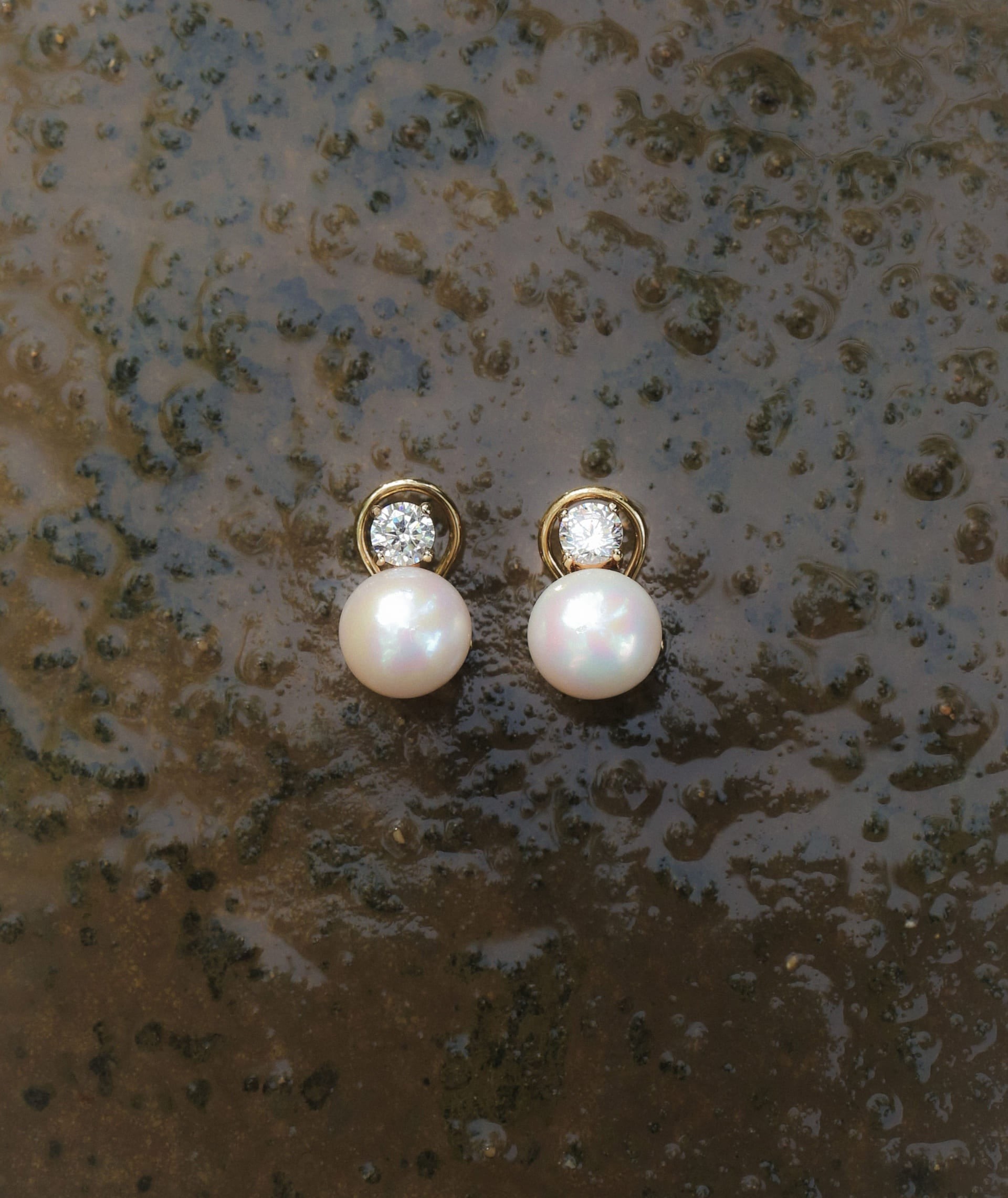 Gold Plated 10mm Pearl and 5mm Cubic Zirconia Long Midi Earrings