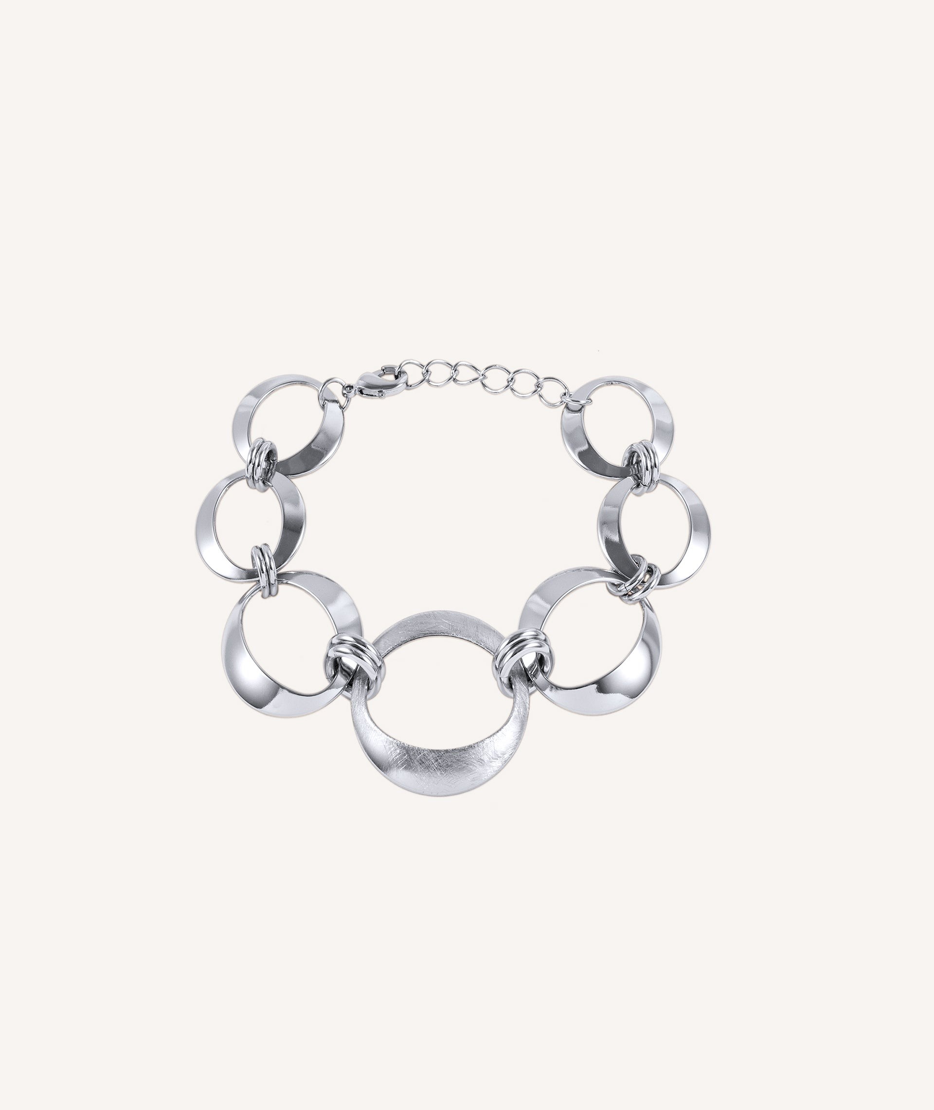 Fandango Bracelet 925 Sterling Silver plated scratched and shiny hoops.