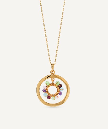 Pendant Fosquet collection Esenciales 18 Kt Gold Plated Aro Natural stones