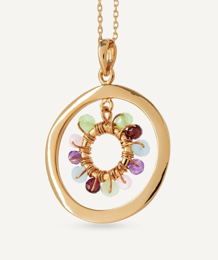 Pendant Fosquet collection Esenciales 18 Kt Gold Plated Aro Natural stones