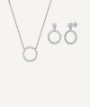 Set Silver Platinum Plated Necklace and earrings Zirconia