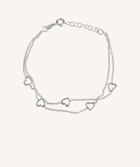 Bracelet Double Chain hearts